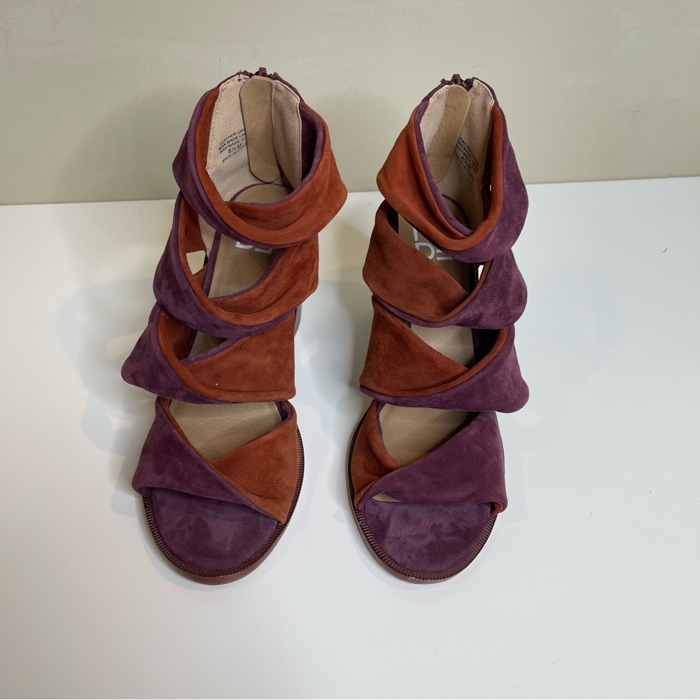 MADE red strappy block heel sandal shoes